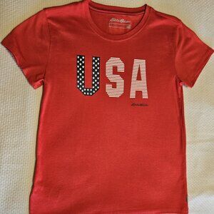 Eddie Bauer USA Tee Shirt Red Size Small Brand New